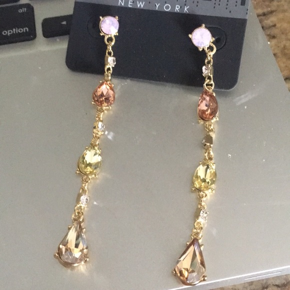 New Nicole Miller Dangling Multi Stones Earrings - Picture 2 of 4